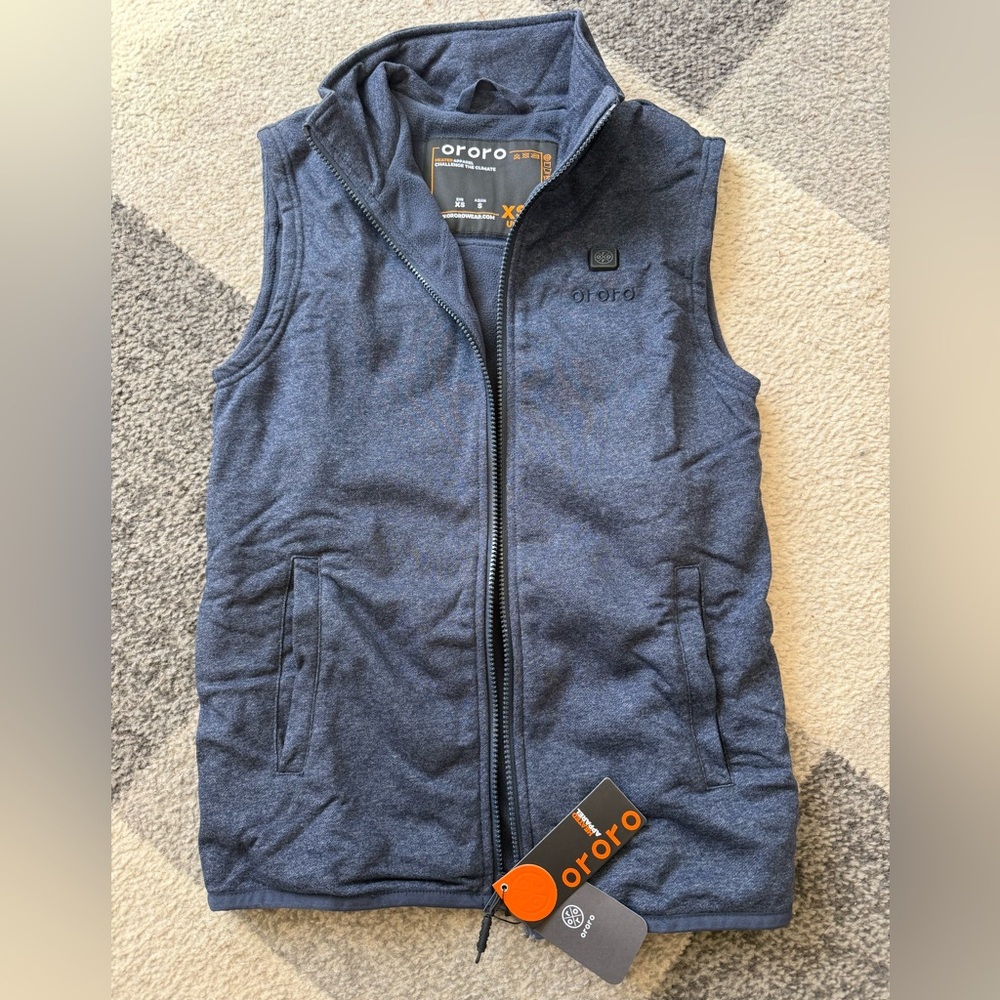 Ororo Sleeveless Zip Vest in Heather Navy